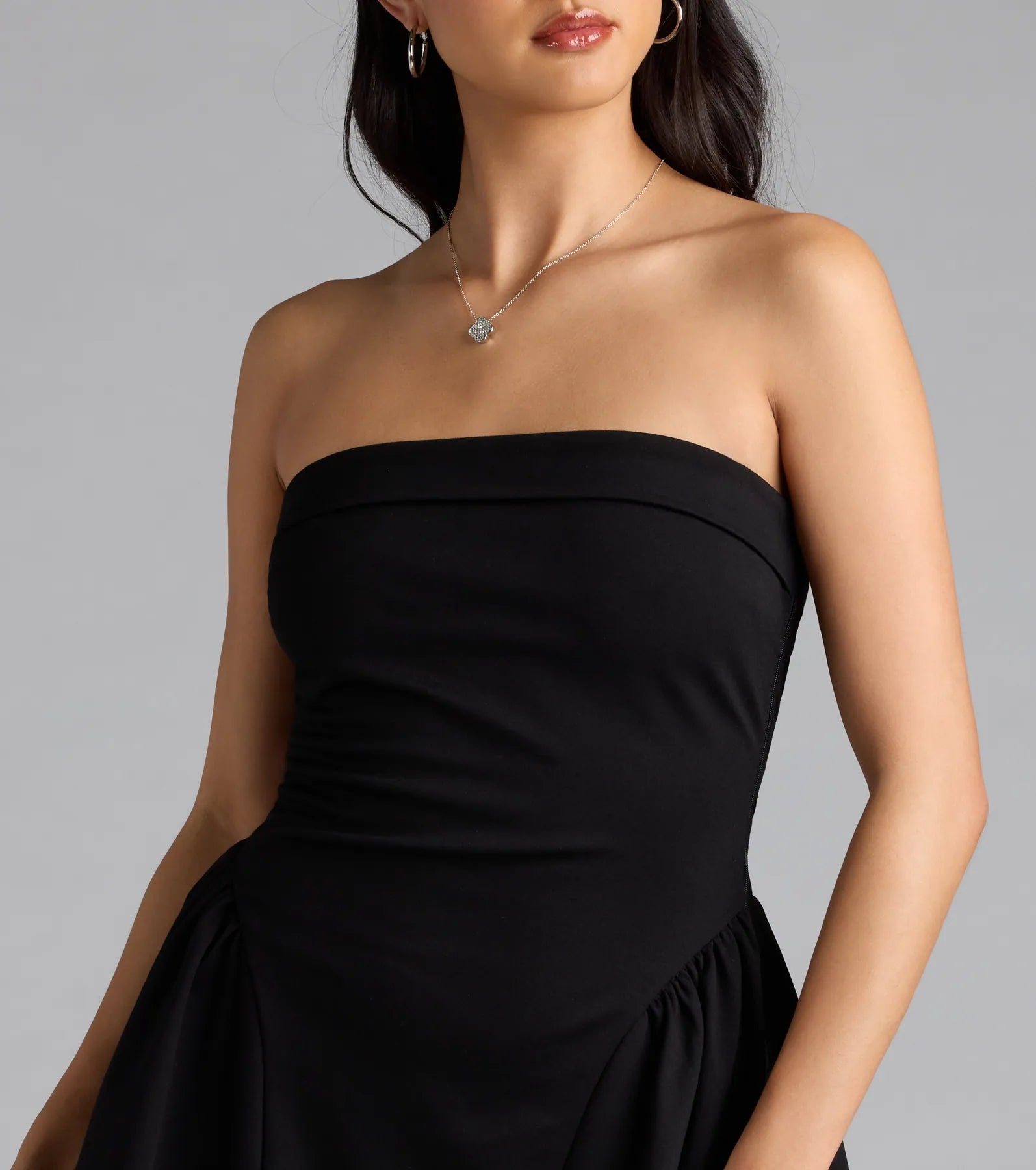 Soiree Ready Strapless Crepe Skater Mini Dress - Image 4