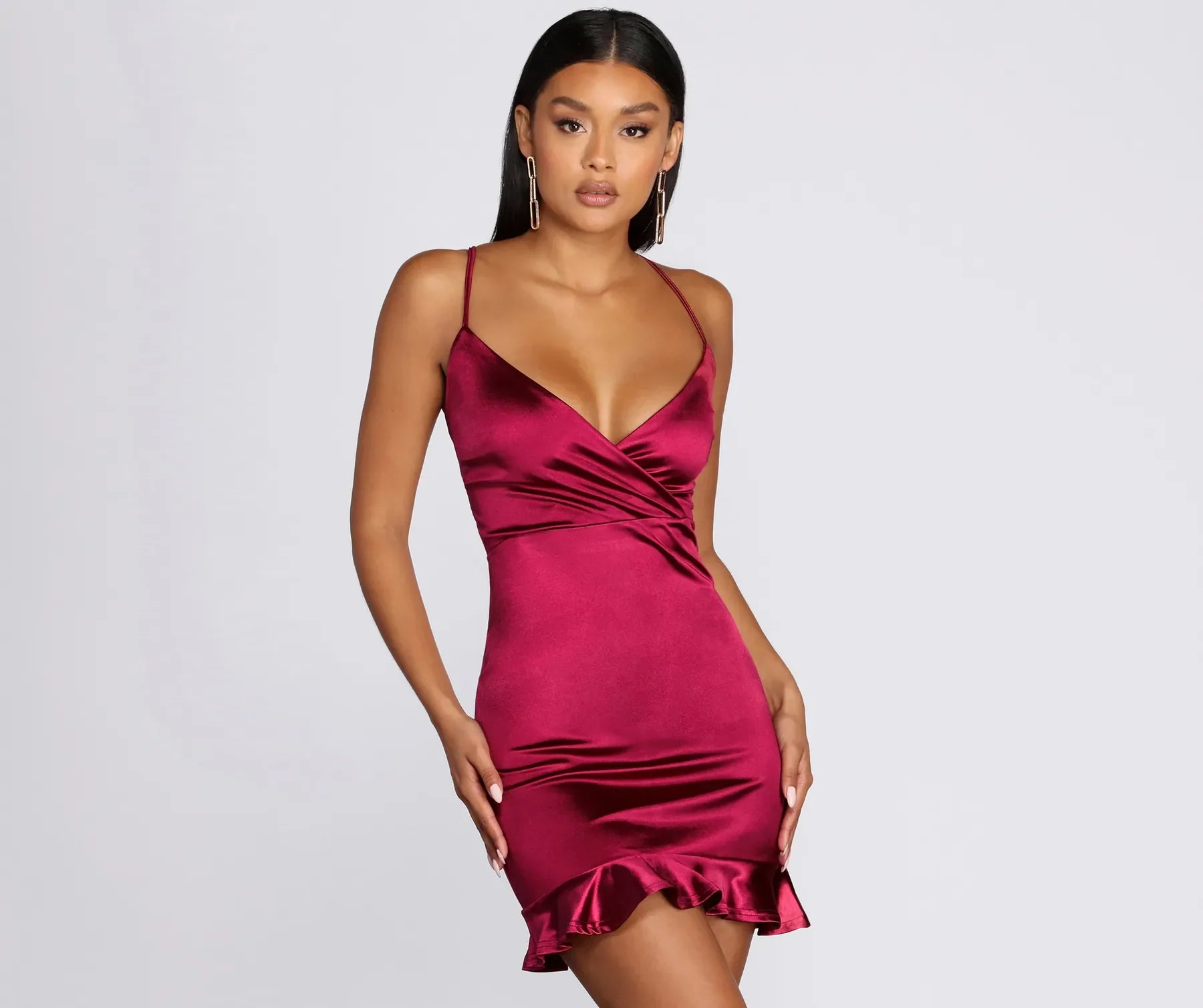Ruffle Hem Satin Mini Dress - Image 2