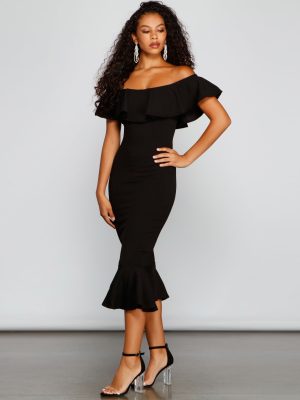 A Stylish Affair Ruffled Midi Dress