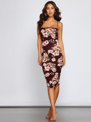 Floral Lover Ruched Midi Dress