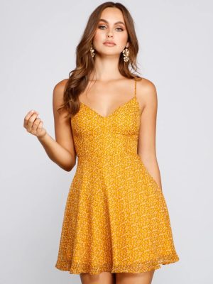 Charming Florals Chiffon Skater Dress