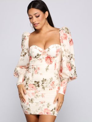 Floral Bloom Chiffon Mini Dress