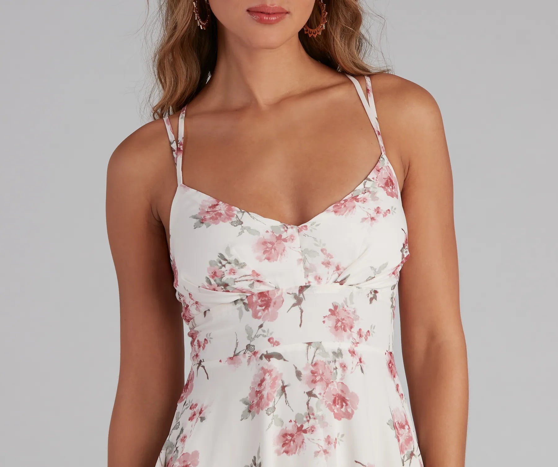 Secret Garden Floral Chiffon Skater Dress - Image 3