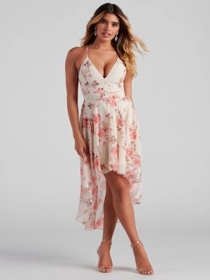 New Love Floral Lace Hi-Low Dress