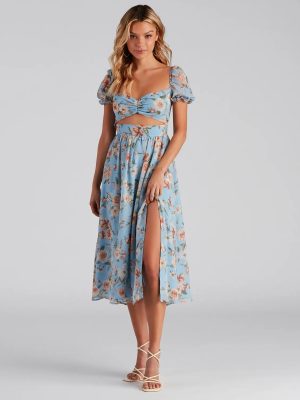 Life's A Breeze Floral Cutout Midi Dress