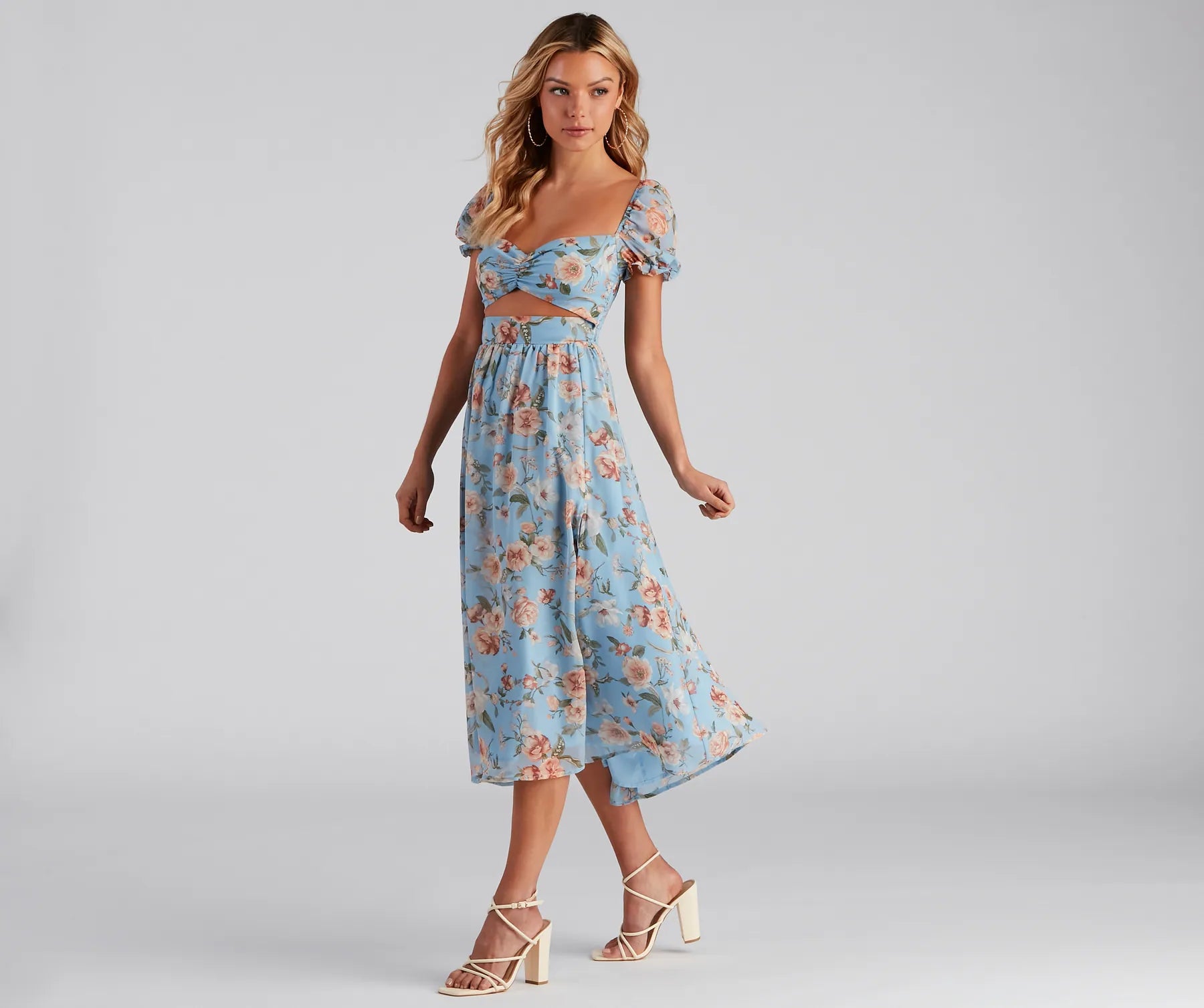 Life's A Breeze Floral Cutout Midi Dress - Image 3
