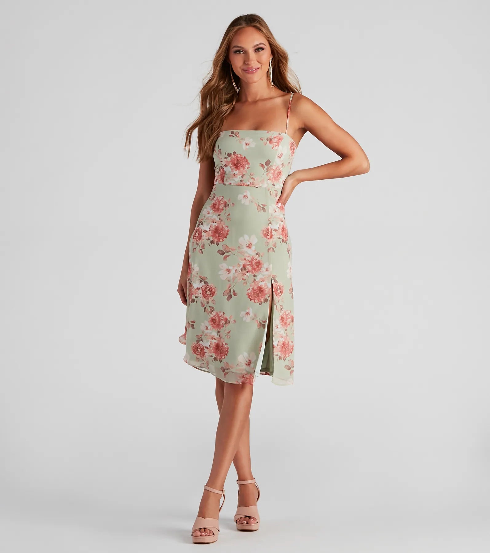 Fall For Floral Chiffon Midi Dress - Image 5