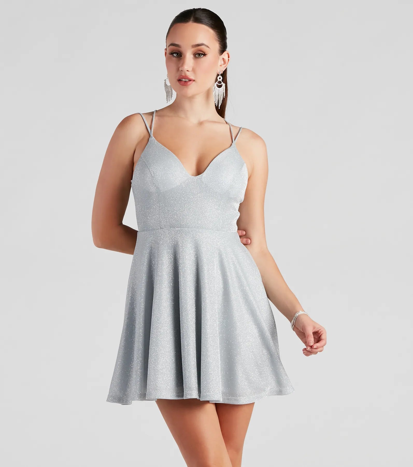 Glitzy And Gorgeous Glitter Knit Skater Dress - Image 5