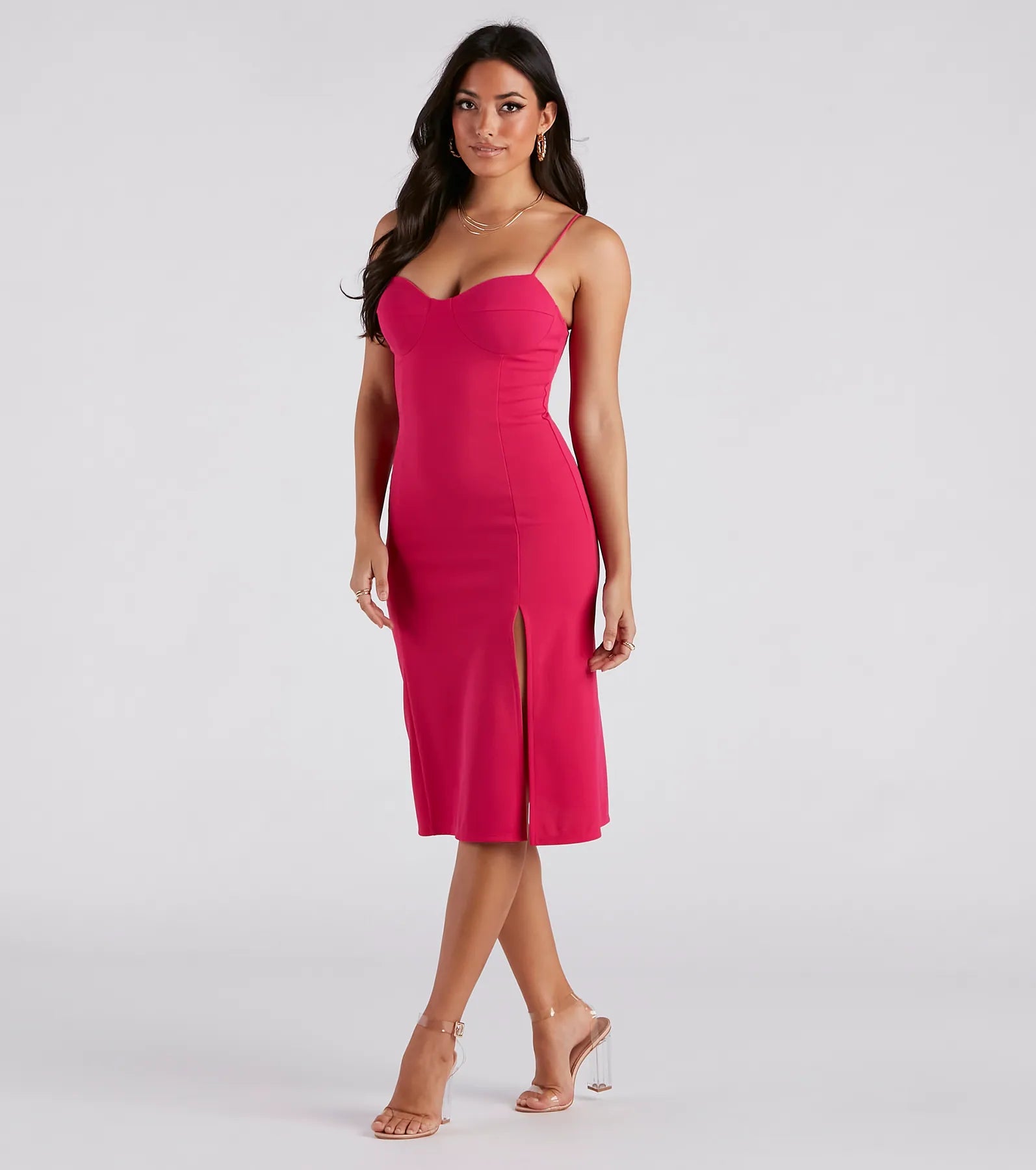 Best In Town Crepe Sweetheart Midi Dress - Image 3