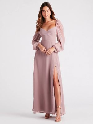 Sheer Beauty Chiffon Slit Maxi Dress
