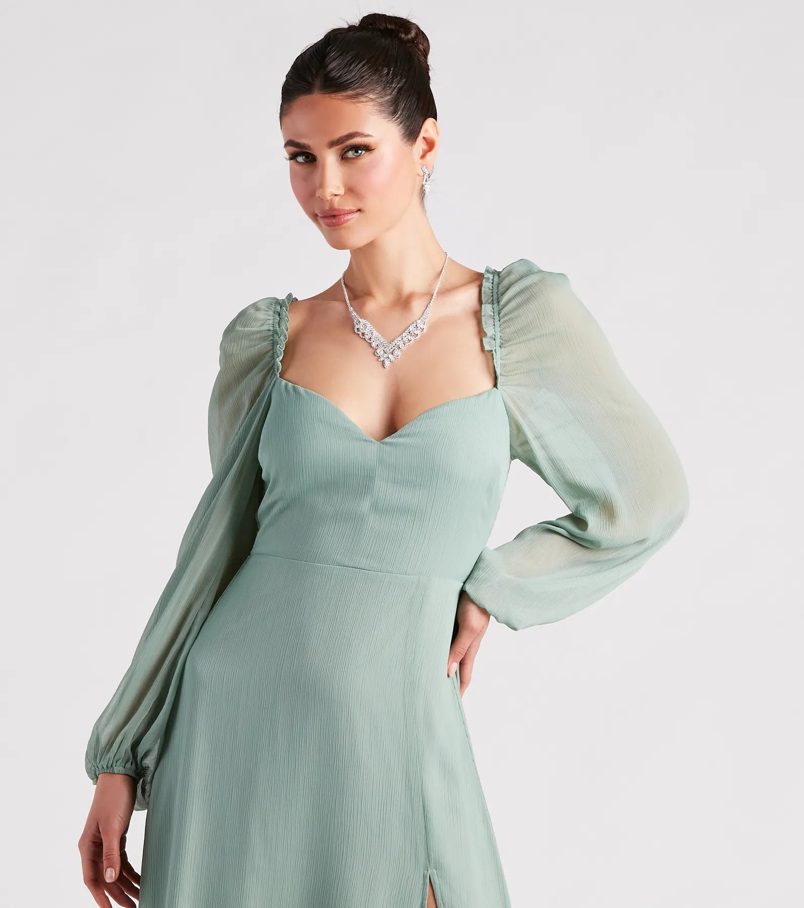 Sheer Beauty Chiffon Slit Maxi Dress - Image 8