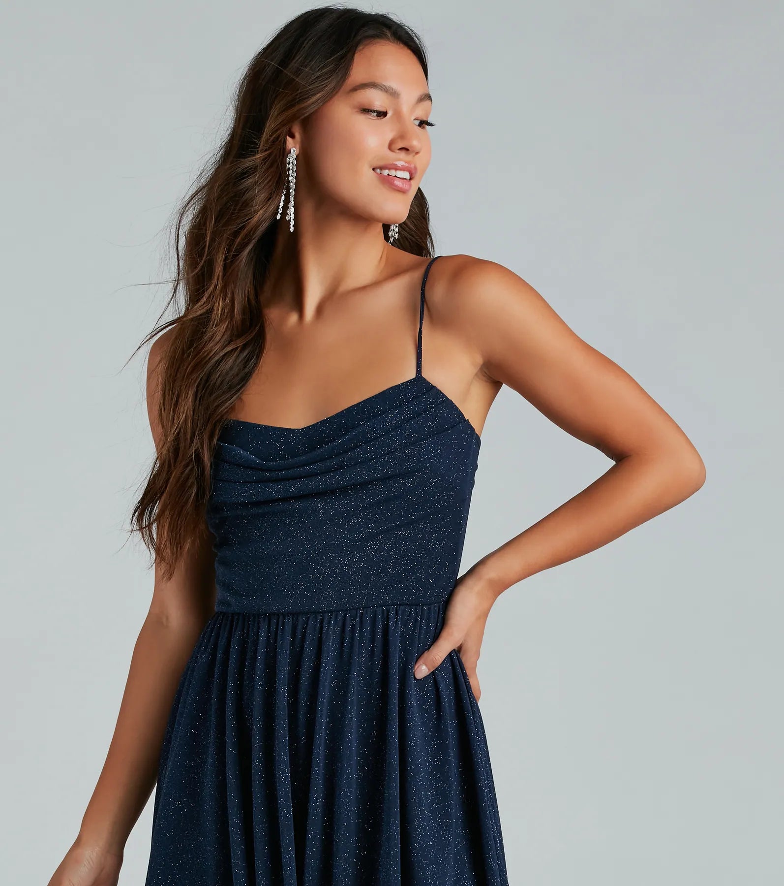 Ready To Shine Glitter Short Skater Dress - Image 4