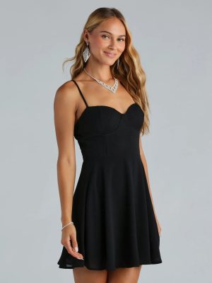 Twirling Tonight Crepe Skater Chiffon Dress