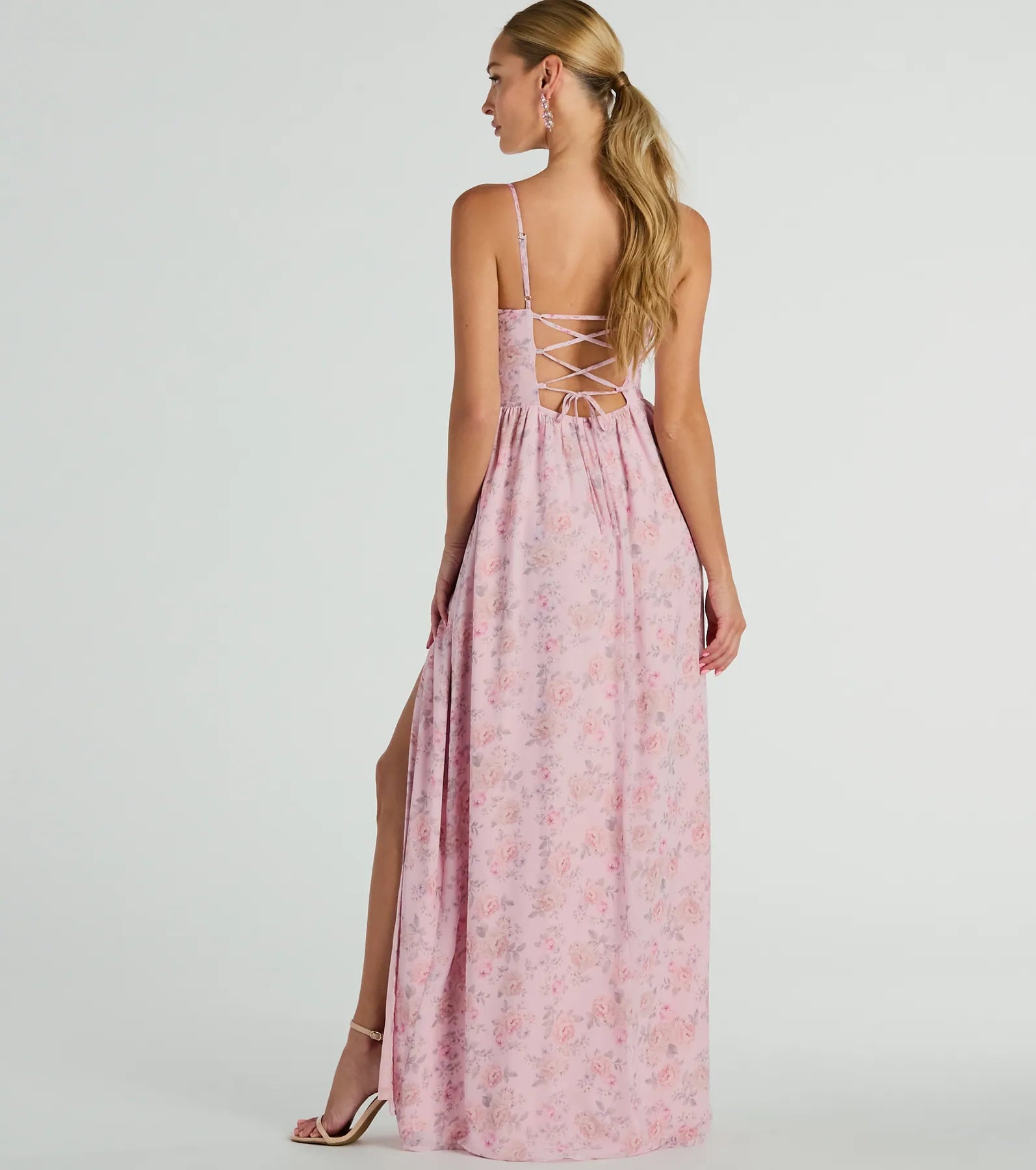 Moment Of Beauty Lace Up Floral Maxi Dress - Image 2