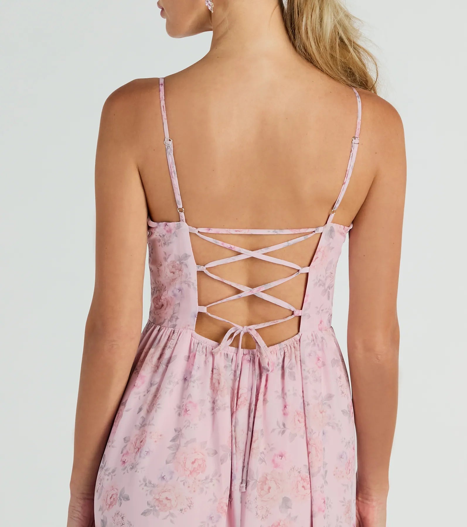 Moment Of Beauty Lace Up Floral Maxi Dress - Image 4