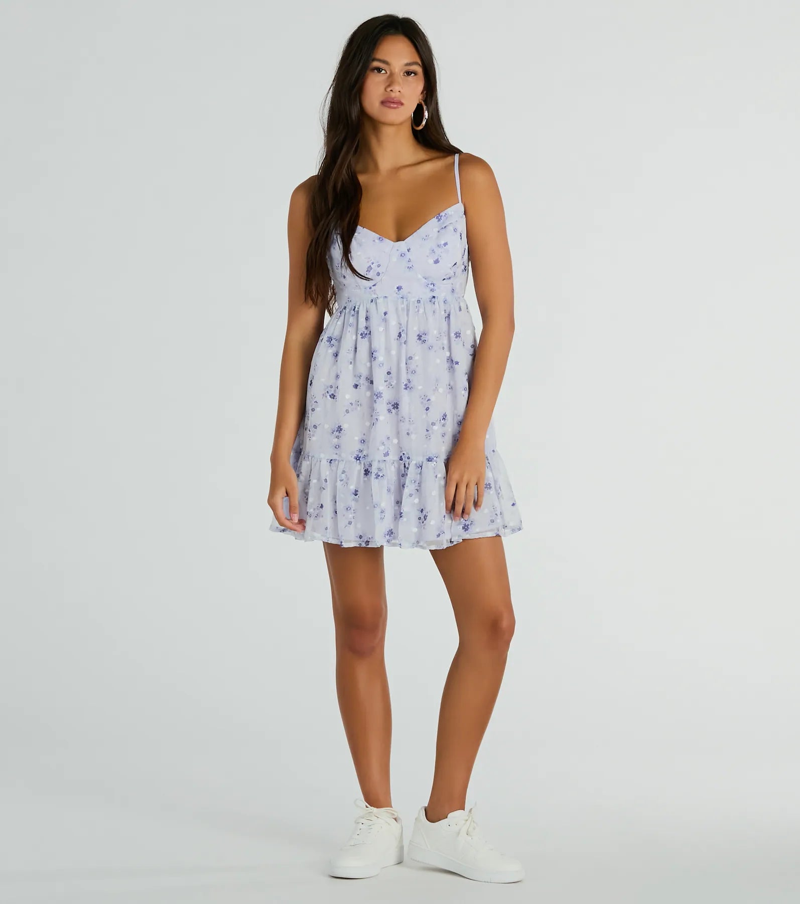 Sunny Posture Tie Back Floral Chiffon Skater Dress - Image 3