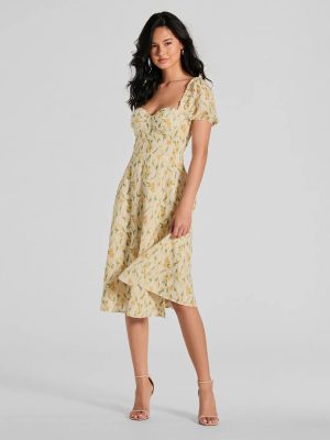 When Life Gives You Lemons Sweetheart A-Line Midi Dress