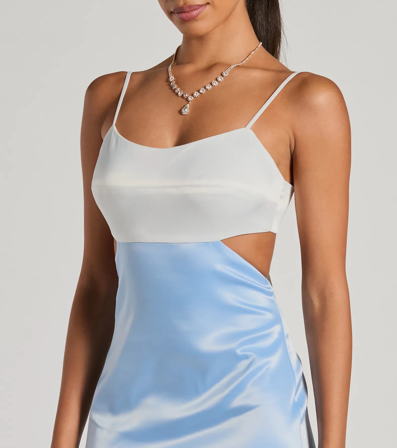 Perfect Pairing Tie Back Color Block Satin Midi Dress - Image 3