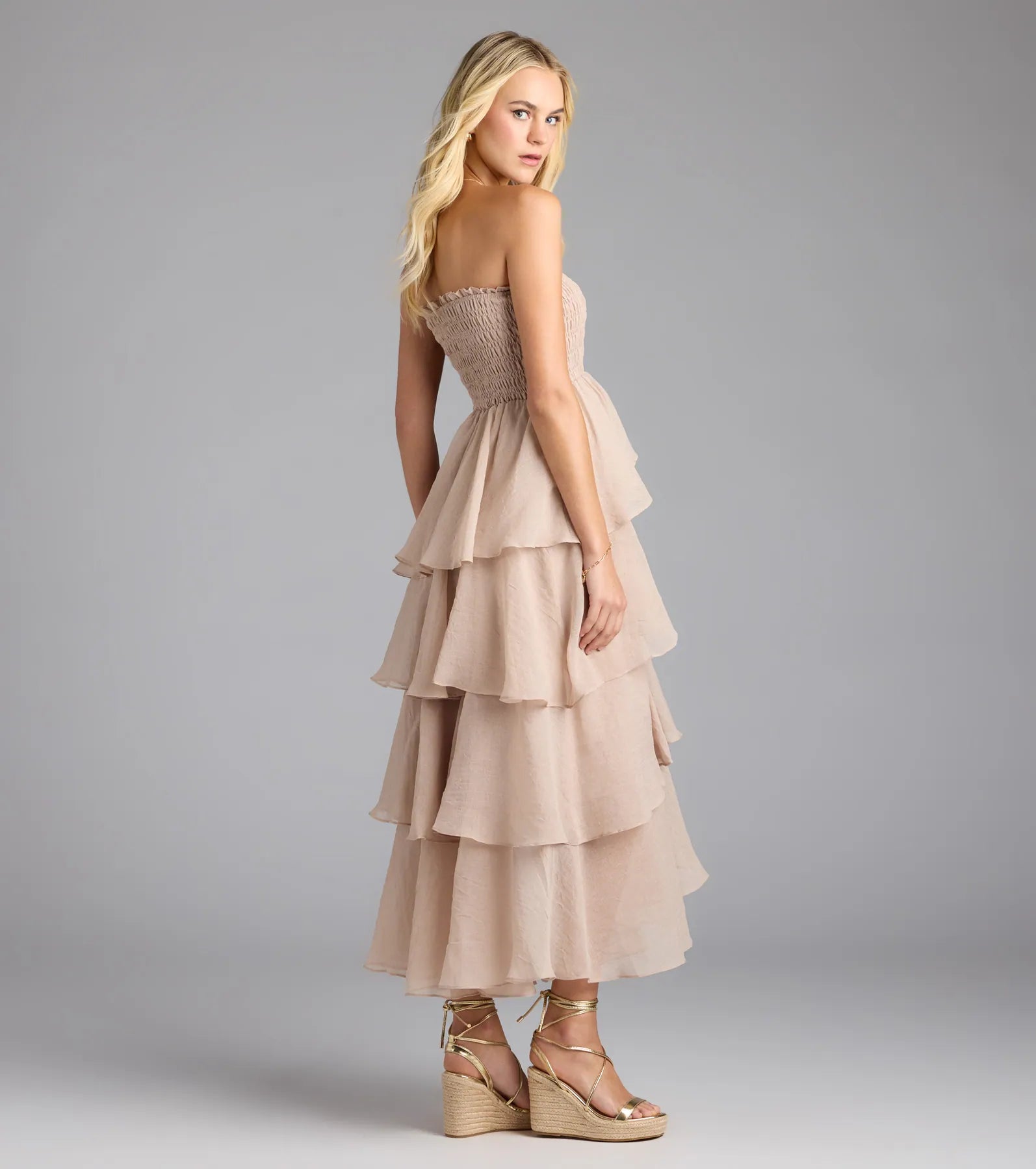 Breezy As Can Be Strapless Ruffled Midi Dress - Image 2