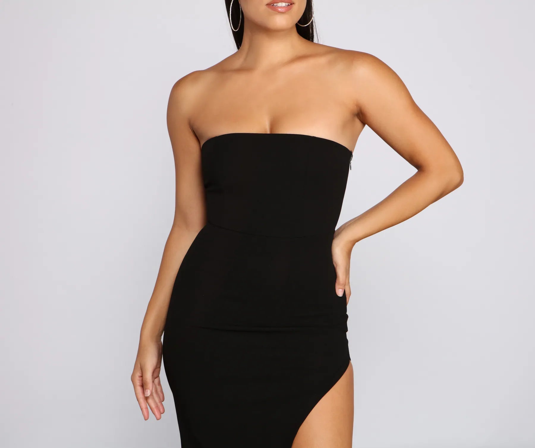 Chic Status Strapless Midi Dress - Image 4