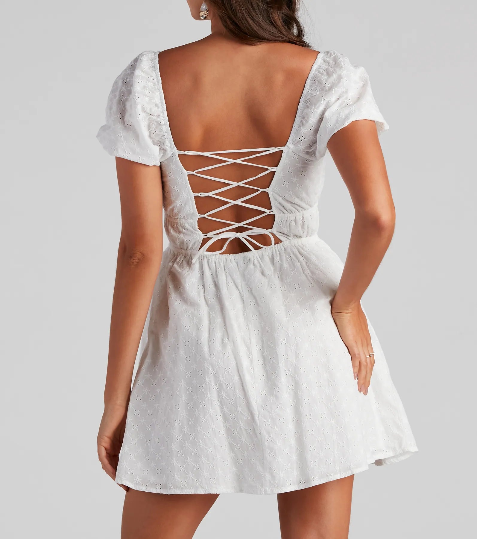 Sunday Girl Eyelet Lace-Up Skater Dress - Image 4