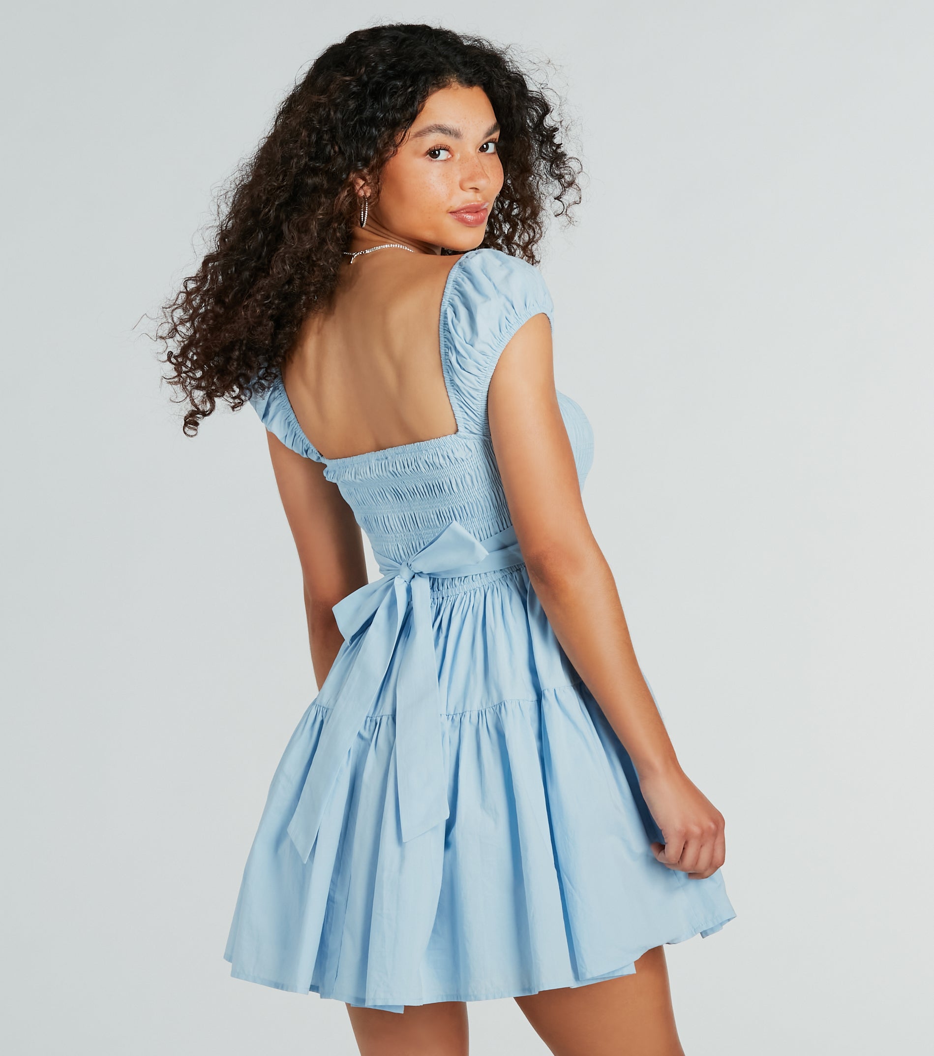 Sunny Days Square Neck Tie-Back Skater Short Dress - Image 6