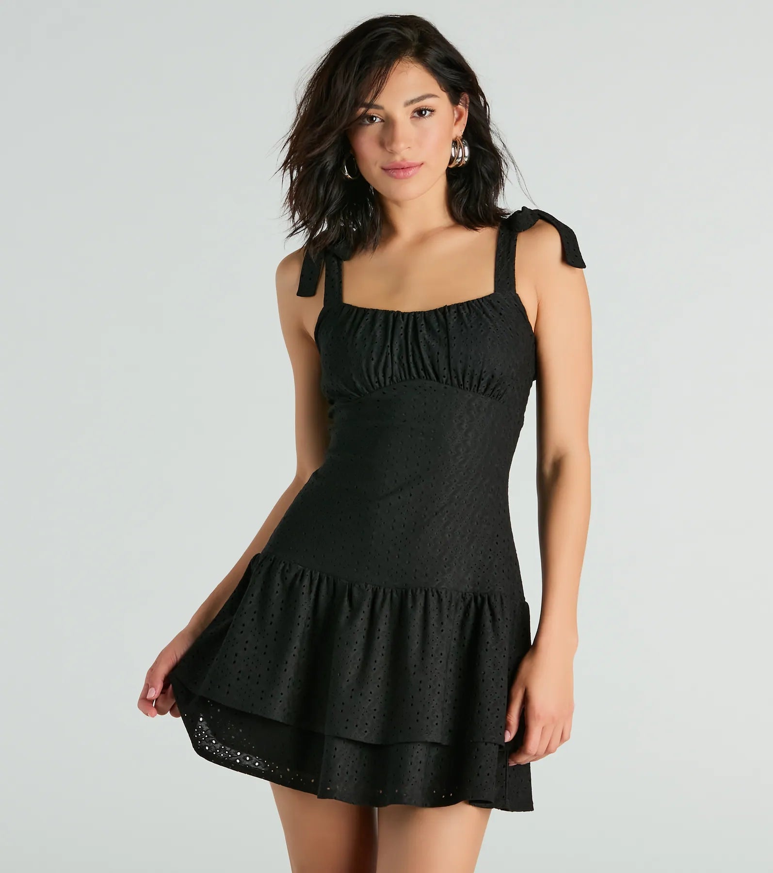 Life Is Sweet Eyelet Bodycon Ruffle Mini Dress - Image 5