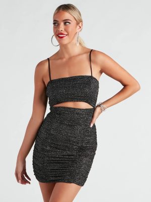 After Glow Glitter Mesh Mini Dress