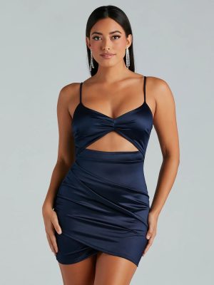 Major Heat Satin Cutout Mini Dress