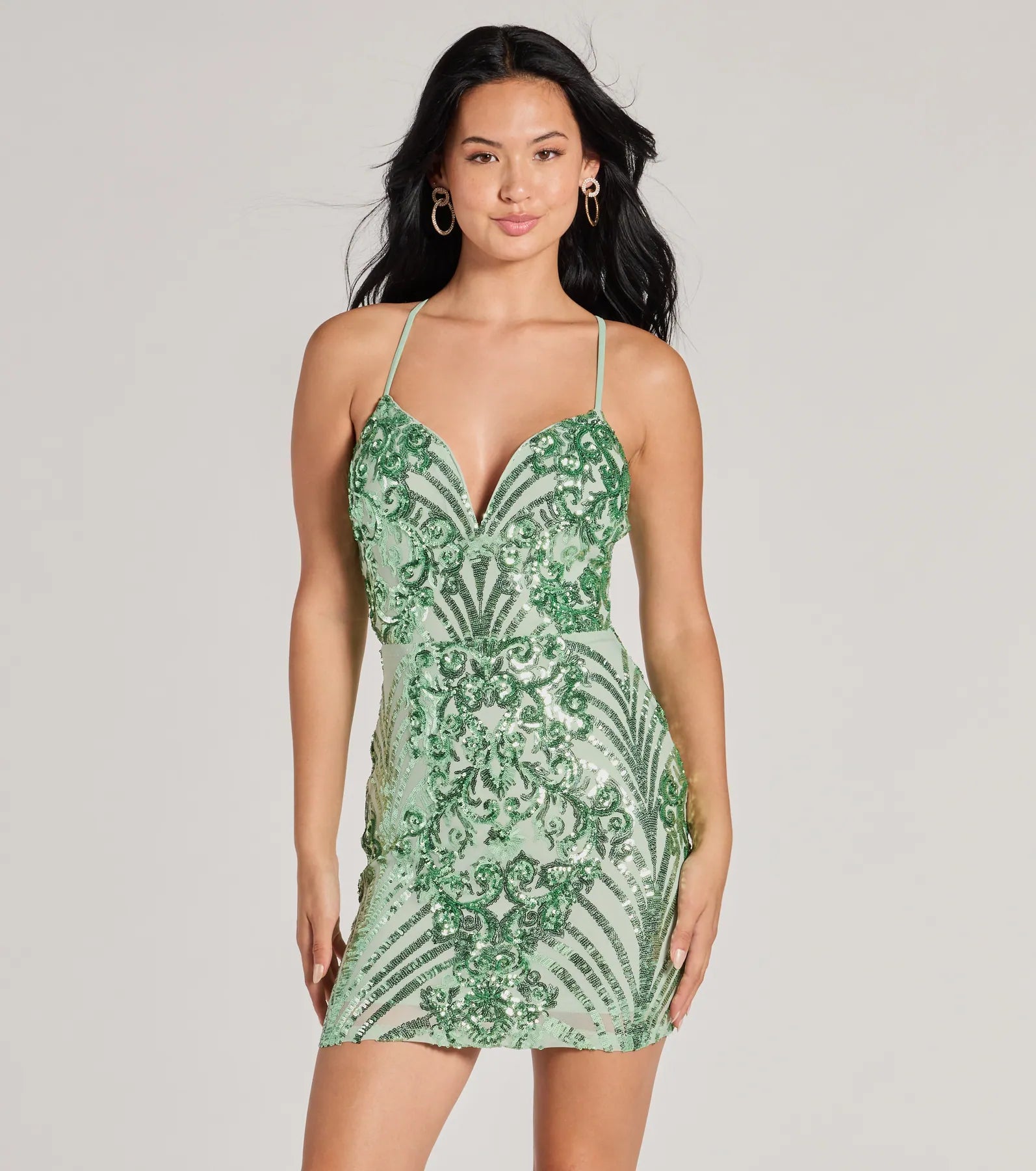 Let Me Glow Lace-Up Sequin Mini Dress - Image 5