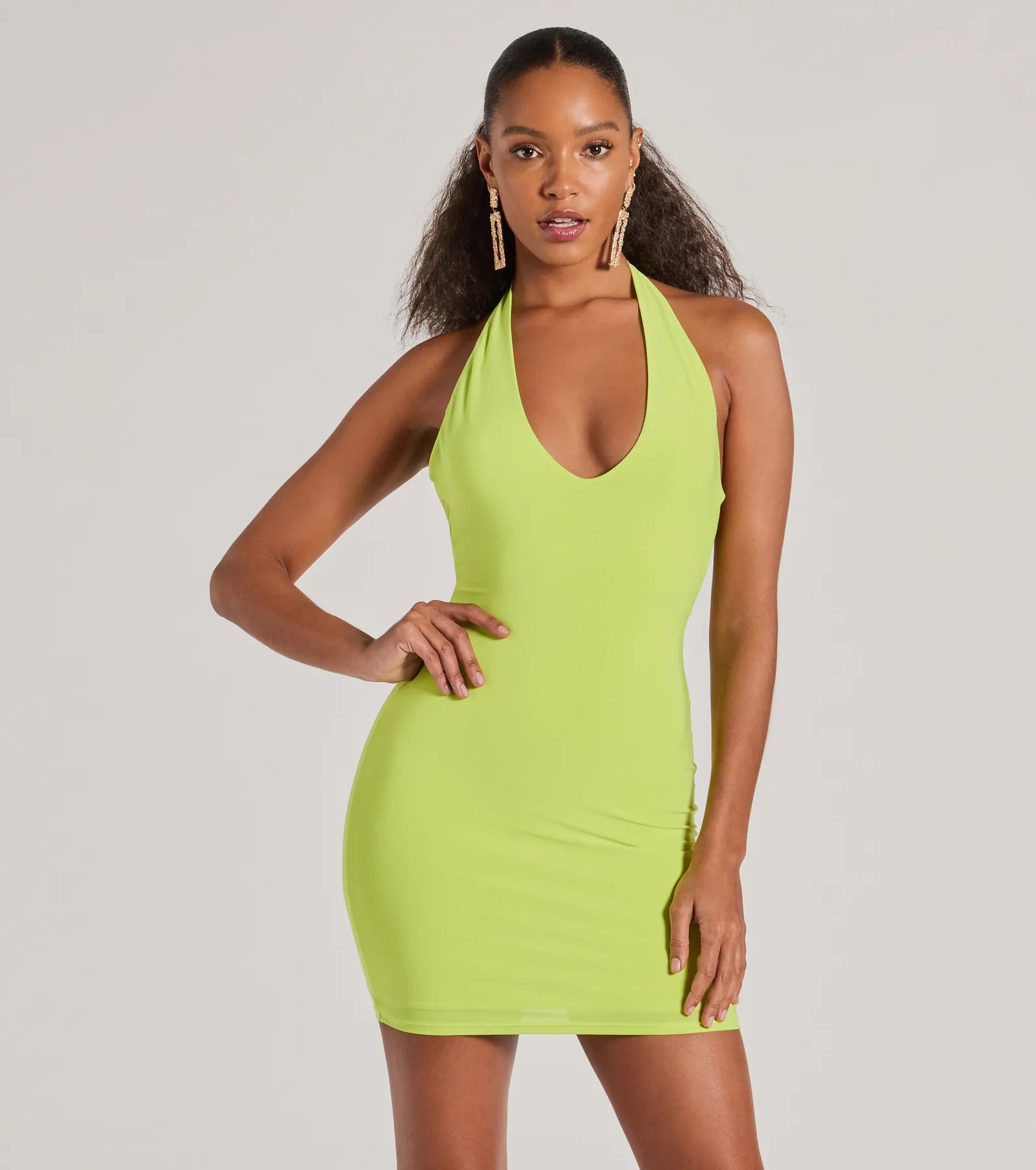 Sultry Moves Plunging Halter Bodycon Mini Dress - Image 9