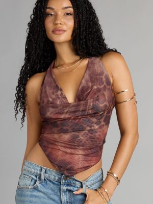 Wild Side Calling Cowl Halter Leopard Crop Top