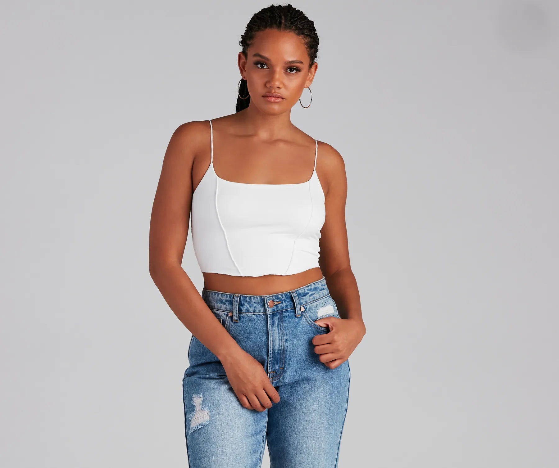 You're Not Basic Seam Crop Top - Image 9
