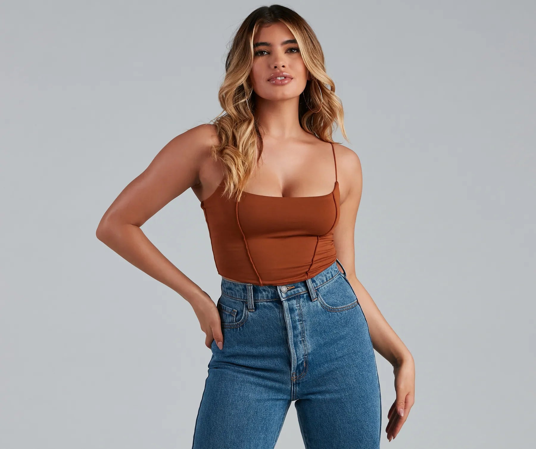 You're Not Basic Seam Crop Top - Image 5