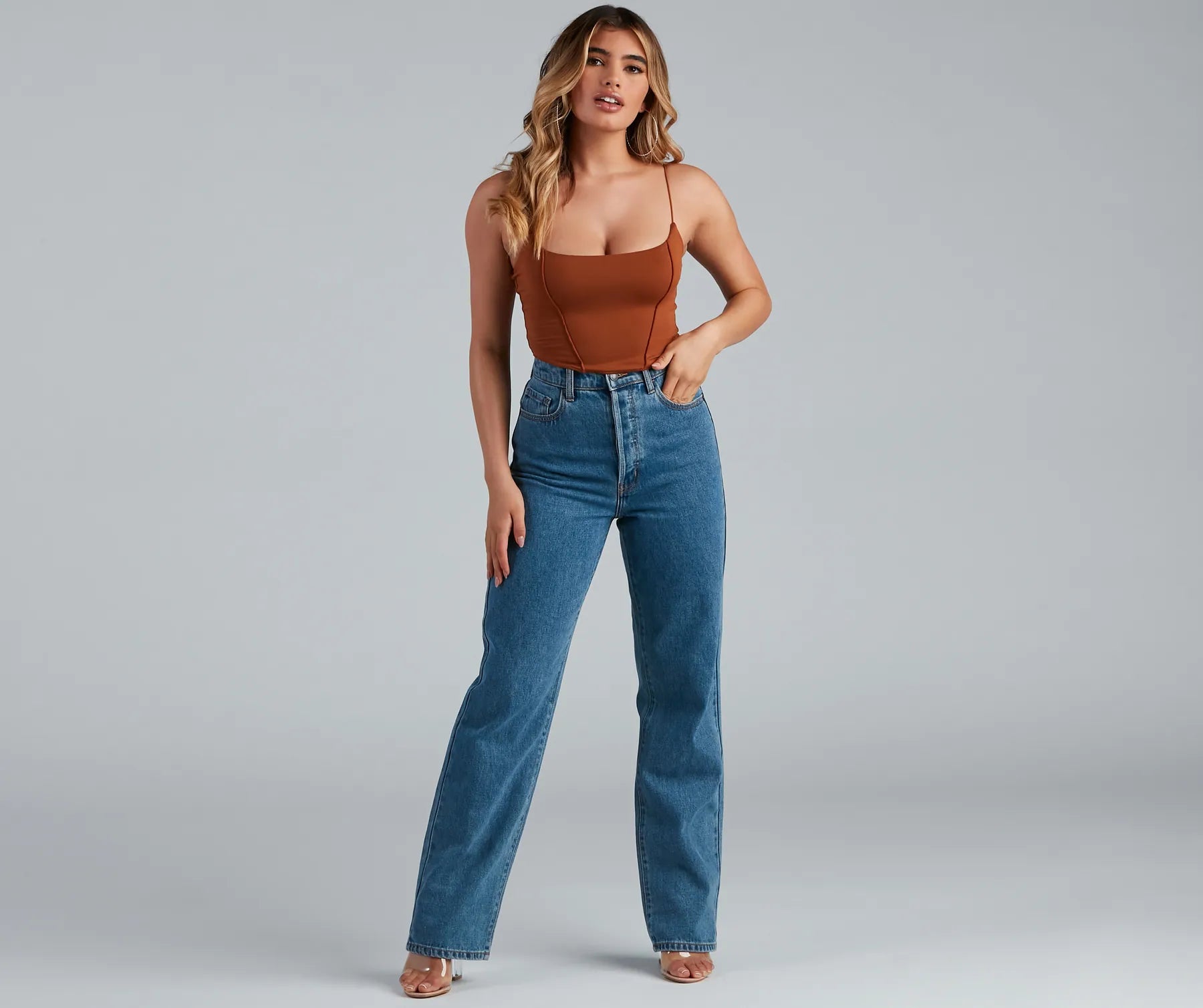 You're Not Basic Seam Crop Top - Image 6