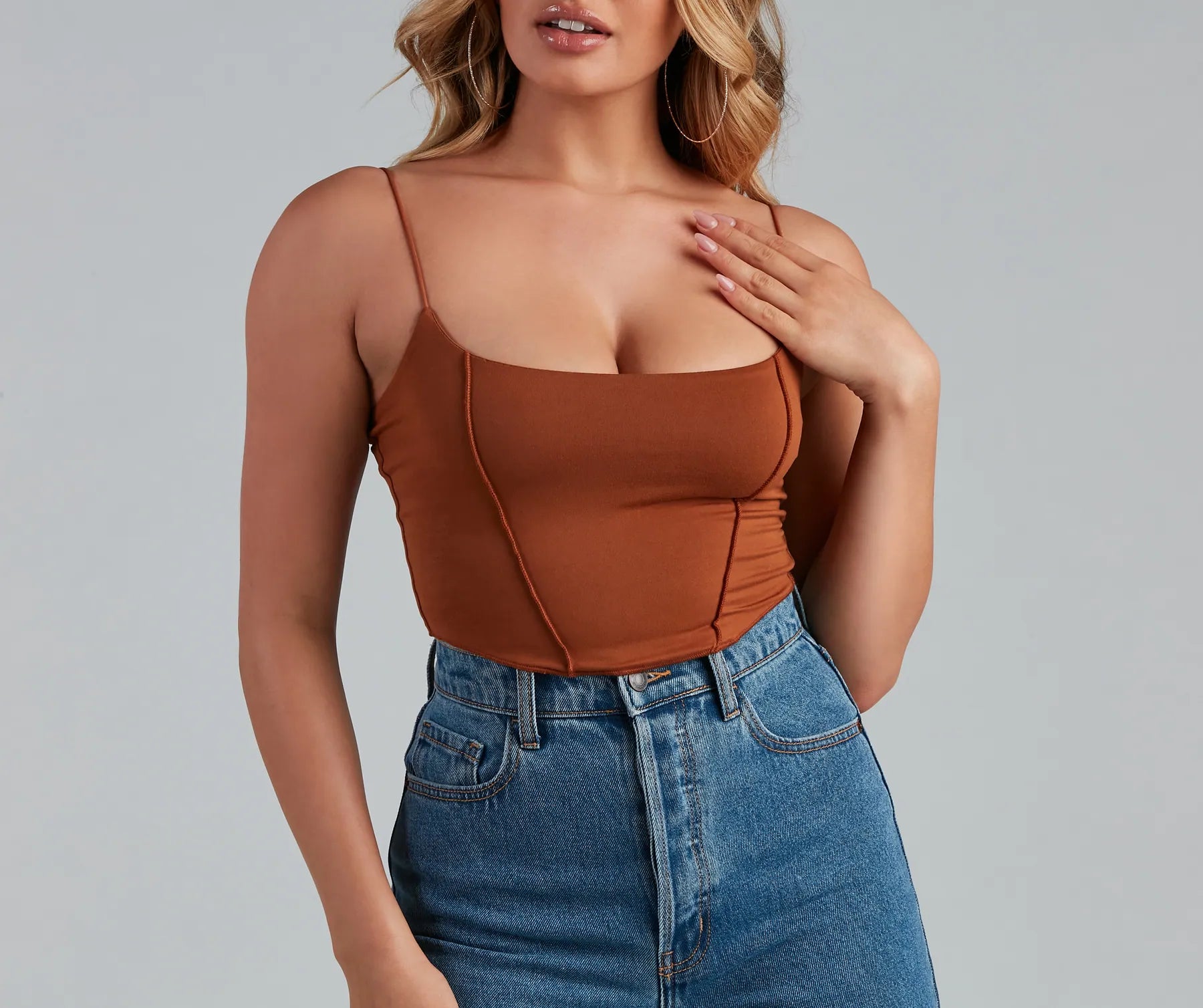 You're Not Basic Seam Crop Top - Image 8