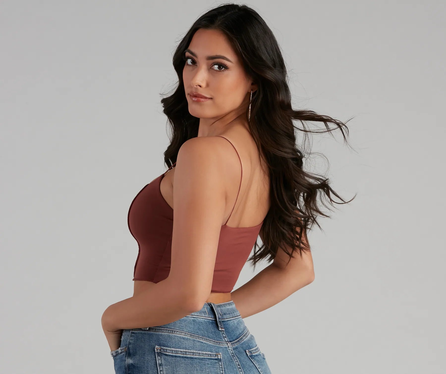 You're Not Basic Seam Crop Top - Image 2