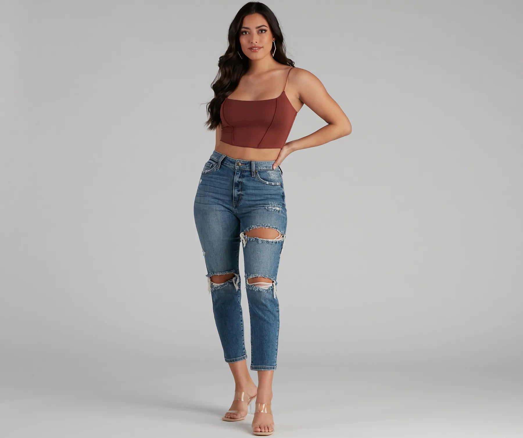 You're Not Basic Seam Crop Top - Image 4