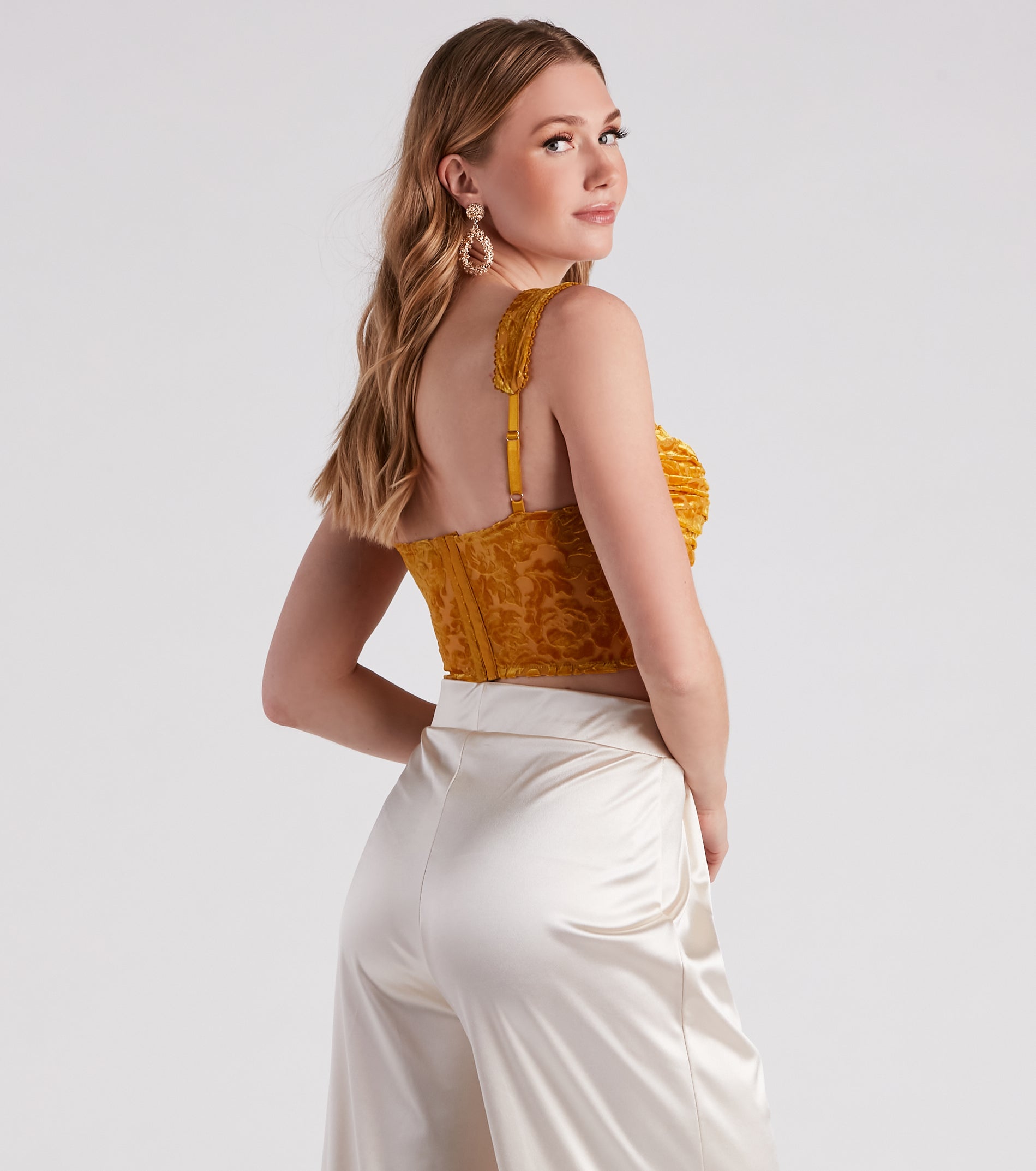 Luxe Trendsetter Velvet Burnout Corset Top - Image 2