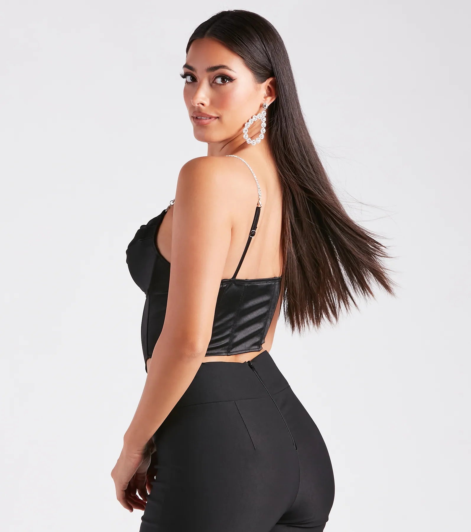 Bust Out The Rhinestone Satin Bustier - Image 6