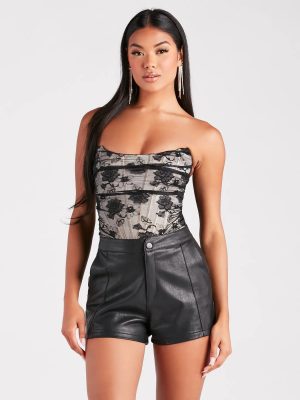 Sultry Romance Sheer Lace Corset Bodysuit