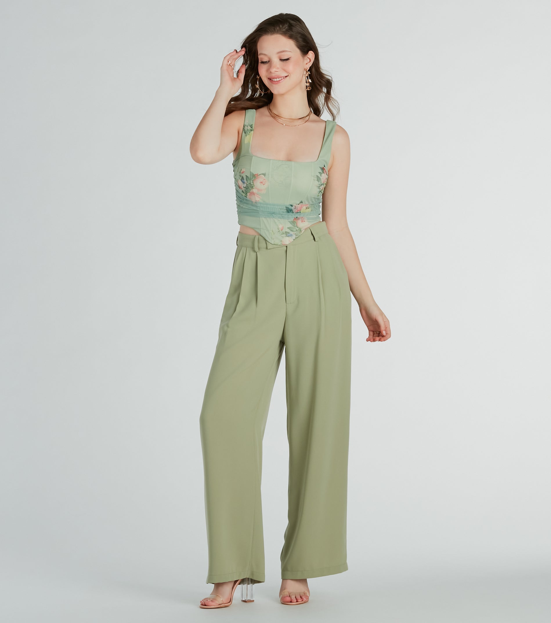 Blooming Beauty Floral Ruched Mesh Corset Top - Image 3