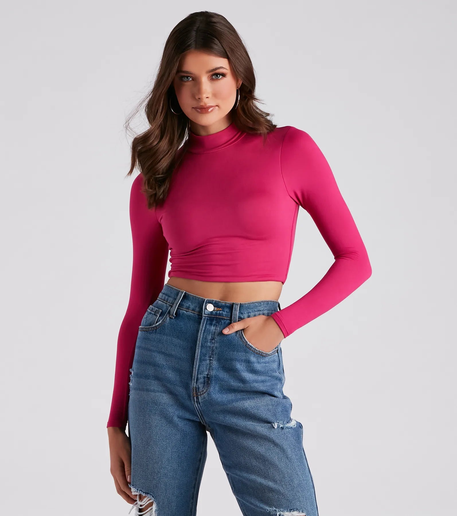 Hit The Basics Mock Neck Crop Top - Image 5