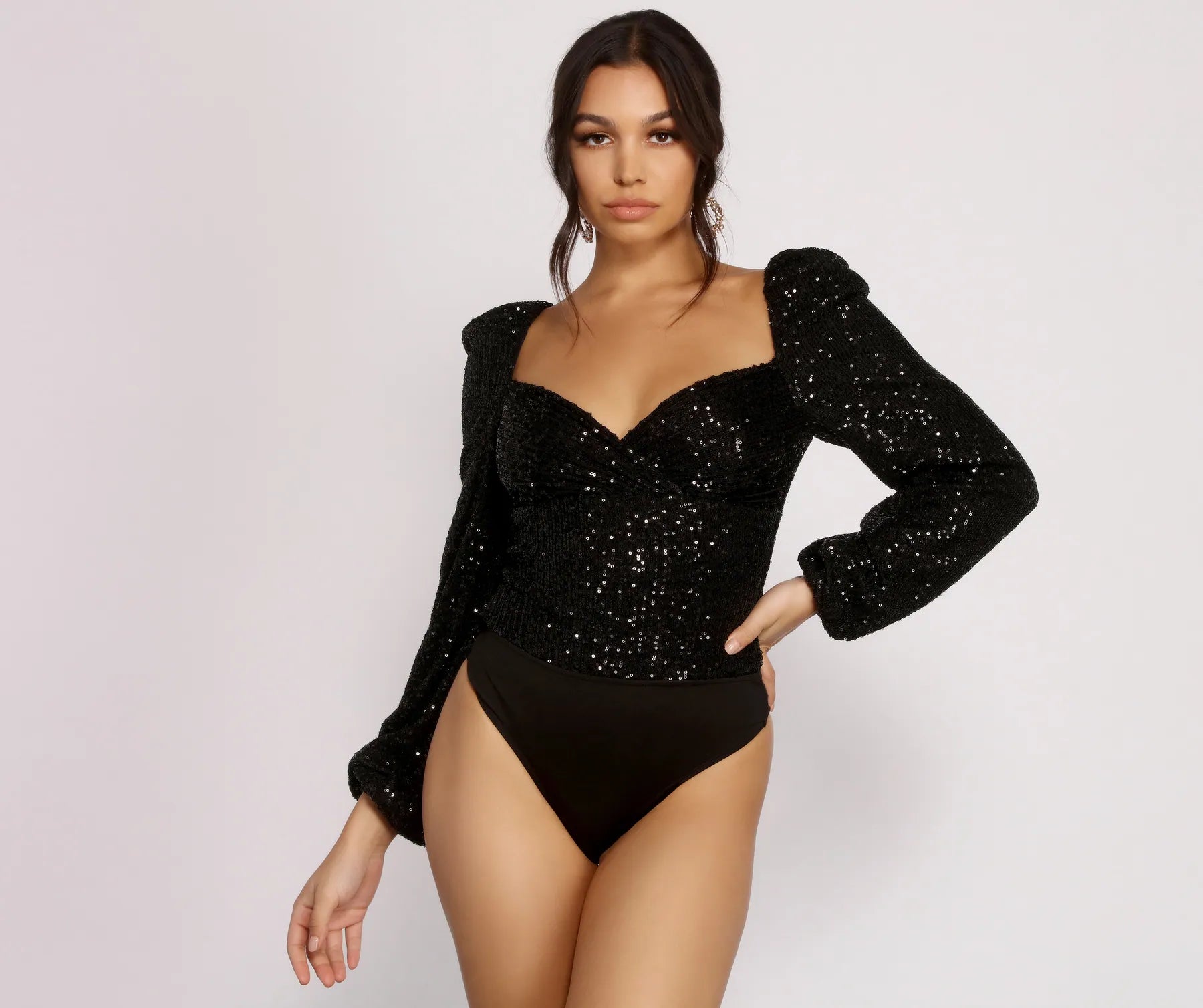 All that Glow Puff Sleeve Sequin Bodysuit - Image 10