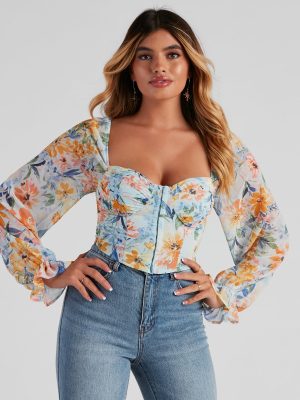 Tropic Ready Floral Chiffon Corset