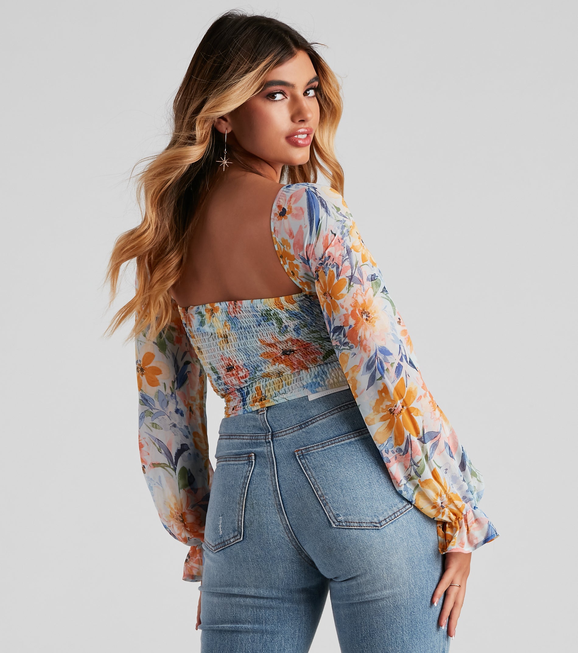 Tropic Ready Floral Chiffon Corset - Image 3