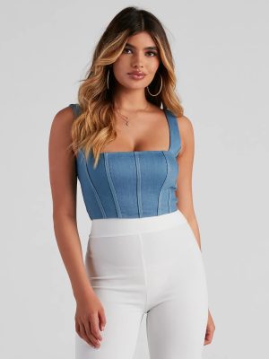 Timeless Square Neck Denim Corset