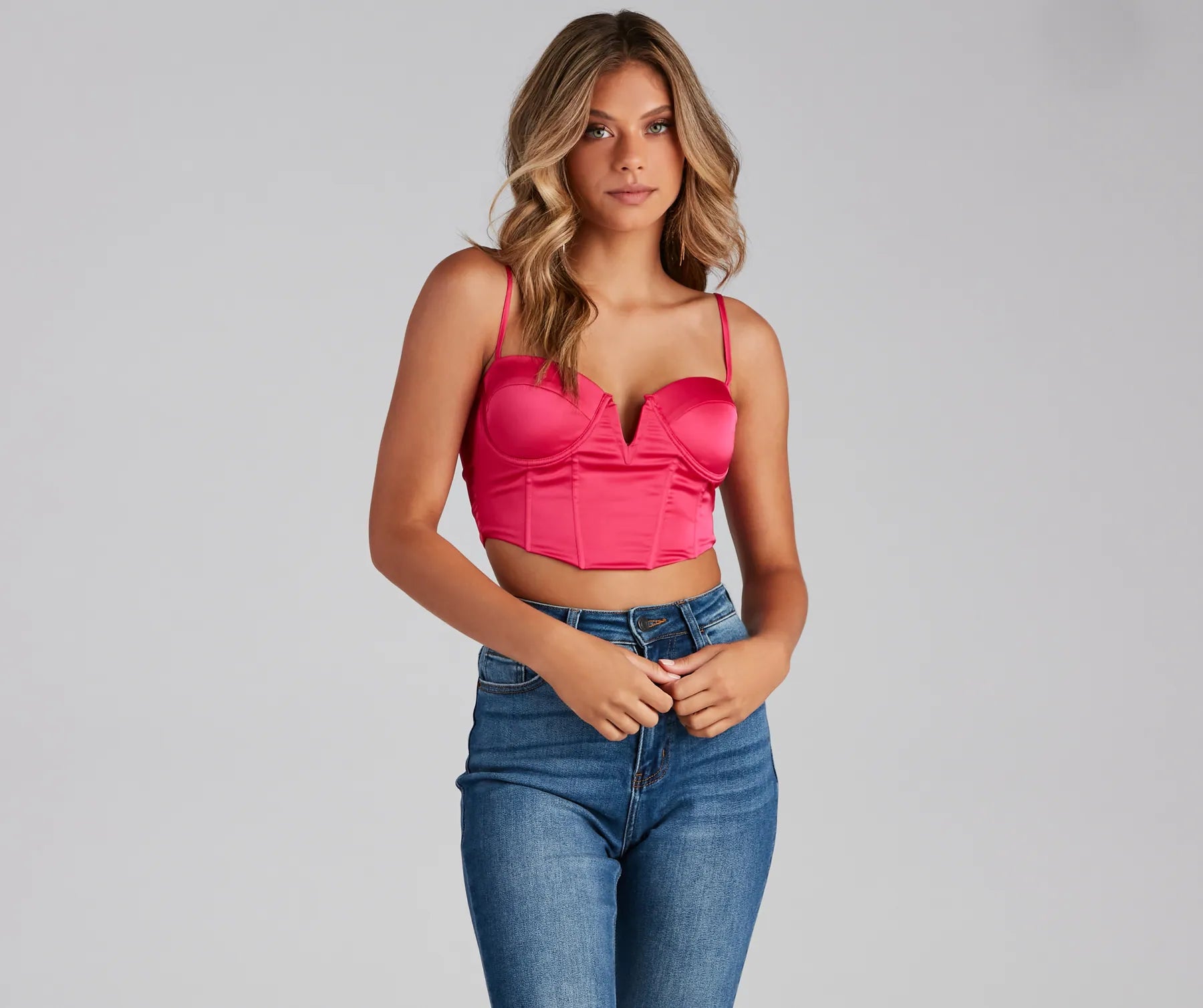 Vegas Bound Satin V-Notch Bustier - Image 5