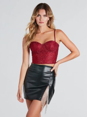 Surprise Guest Rhinestone Glitter Tulle Bustier