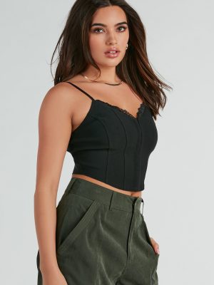 Sweet Stunner Lace V-Neck Woven Corset Top